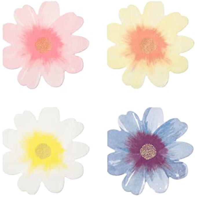 FLOWER GARDEN NAPKINS  NEON PRINT & GOLD FOIL PARTY PAPER NAPKINS WITH DIE-CUT FLORAL DESIGN, PREMIUM DISPOSABLE TABLEWARE FOR BIRTHDAY, GARDEN & SPRING-THEMED CELEBRATIONS, PACK OF 16 - Image 2